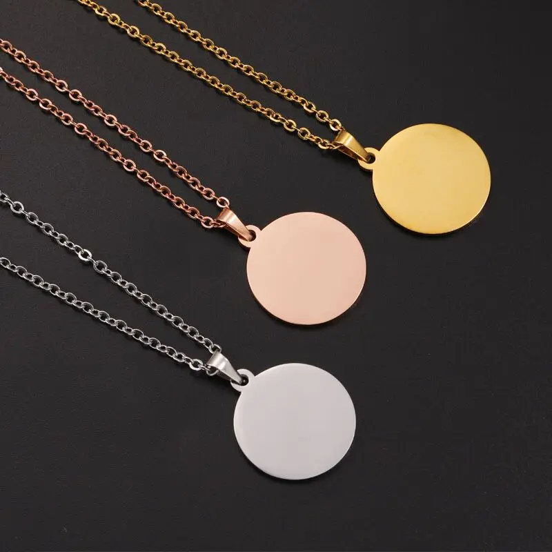 Stainless Steel Silver 18K Gold Rose Gold Plated Round Disc Circle