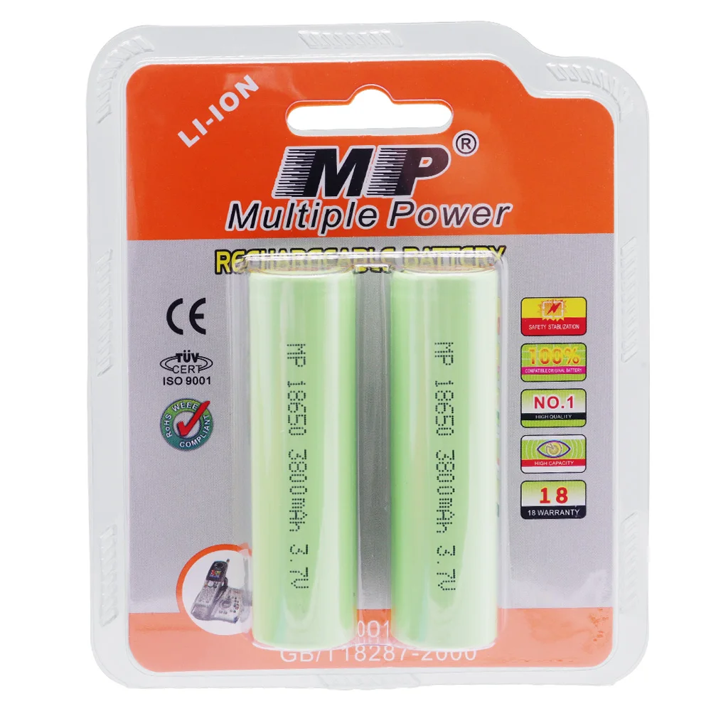 18650 3.7V 3800mAH Rechargeable Lithium Ion Battery (Pack of 2)