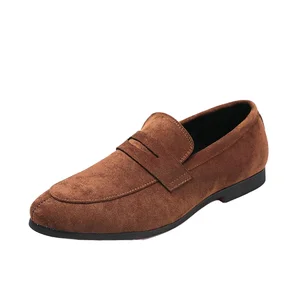 Calcados New Brown Men's Leather Dress Shoes Stylish Mocasines Loafers with Point Toe Slip-On Closure for Spring and Summer