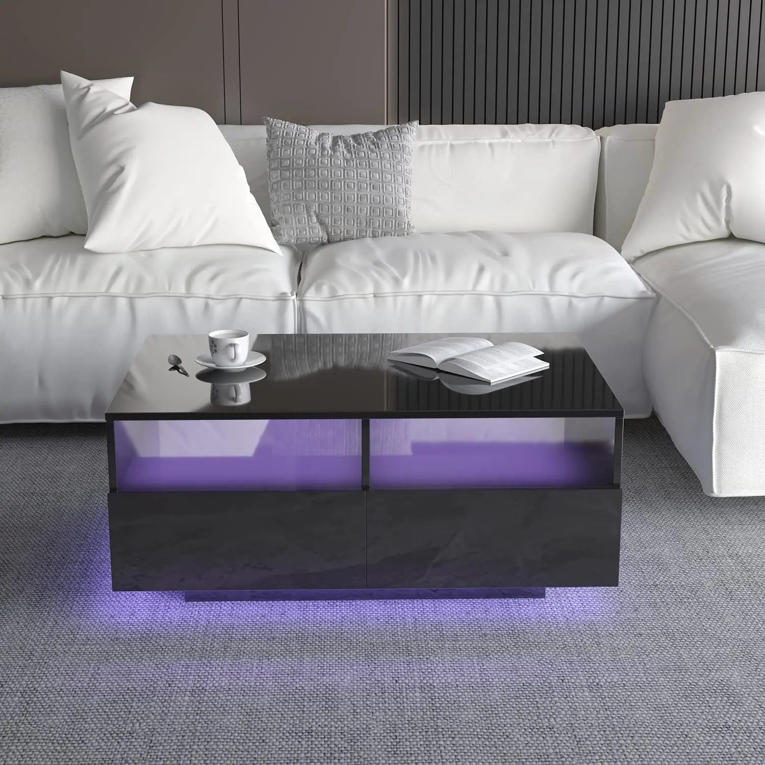 Joysource High Gloss Coffee Table Multifunctional Folding Lift Table