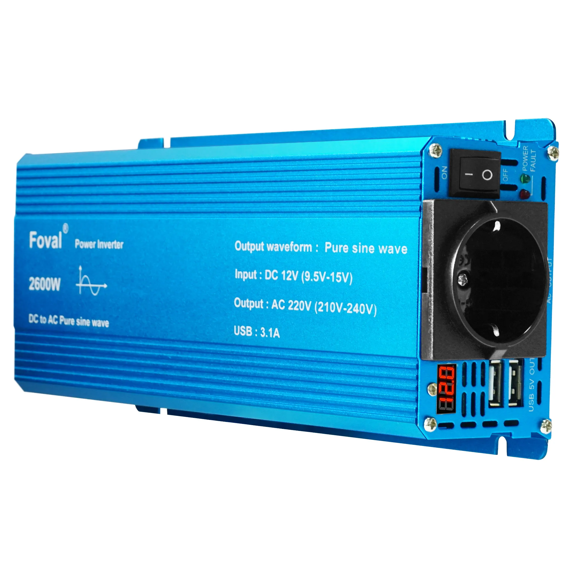 Foval実電力1000ワットDCACインバーター12V24Vから220V純粋な正弦波 