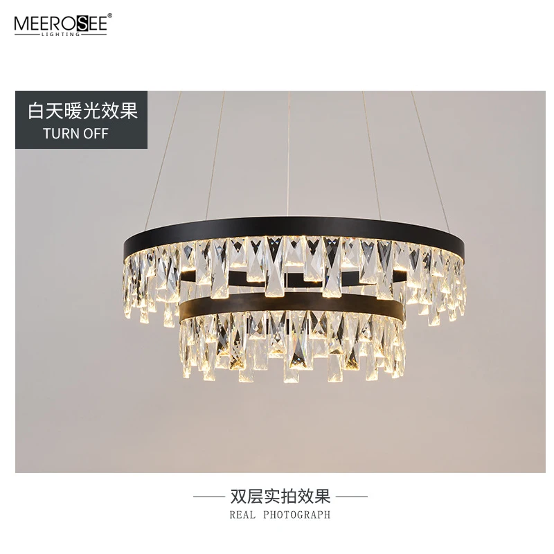 MEEROSEE Modern Home Pendant Light Crystal Ring Suspension Light Round LED Pendant Light MD86762