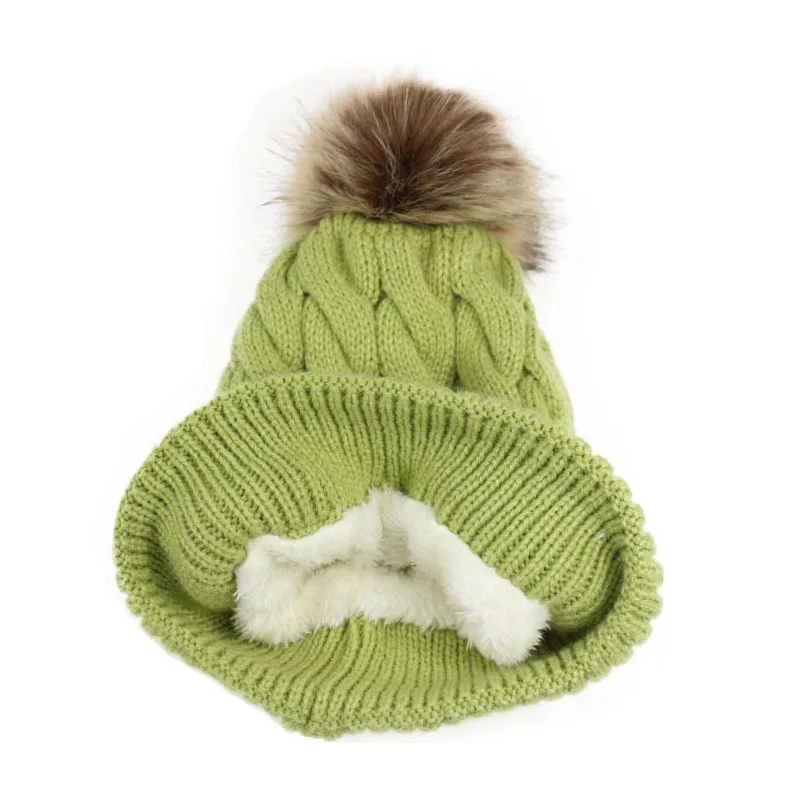 Warm Plush Lining Knitted Beanie Winter Warm Hat Cap Warm Down