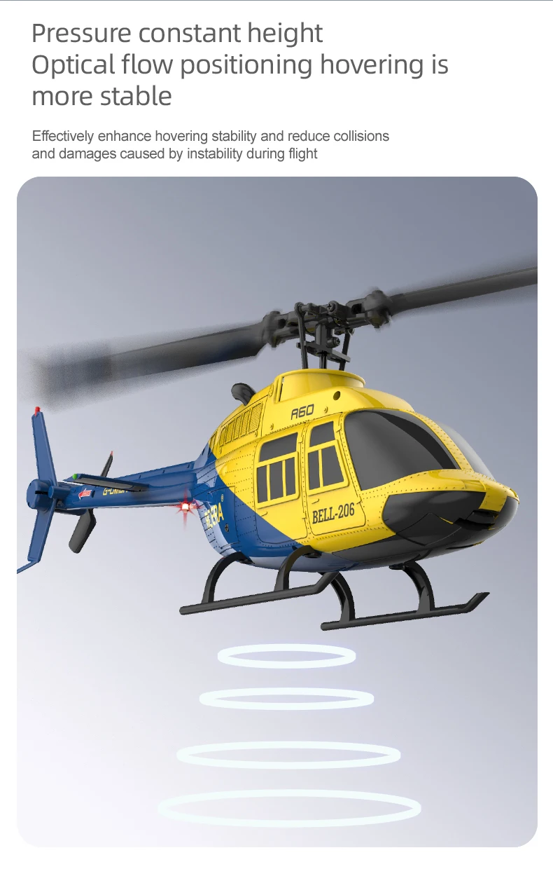 HOSHI ERA A60 RC Plane Helicopter 2.4G 6-Axis Gyroscope 6CH Optical Flow Altitude Hold USB MINI BELL 206 Remote Aircraft