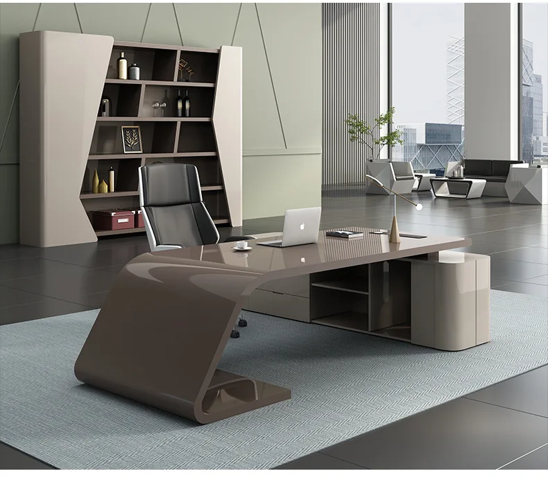 Pure Modern Office Desk in Moonstone