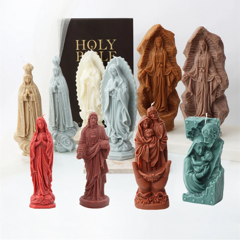 Moule à Bougies En Silicone Vierge Marie | Moule Réutilisable Pour Bougies, Savon, Résine, Chocolats - Décoration De Noël Créative