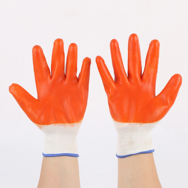 High Quality Customize Cotton Cloth PVC Rubber Dipped Safety Mittens Gardening  Safety Gloves for Garden Work
