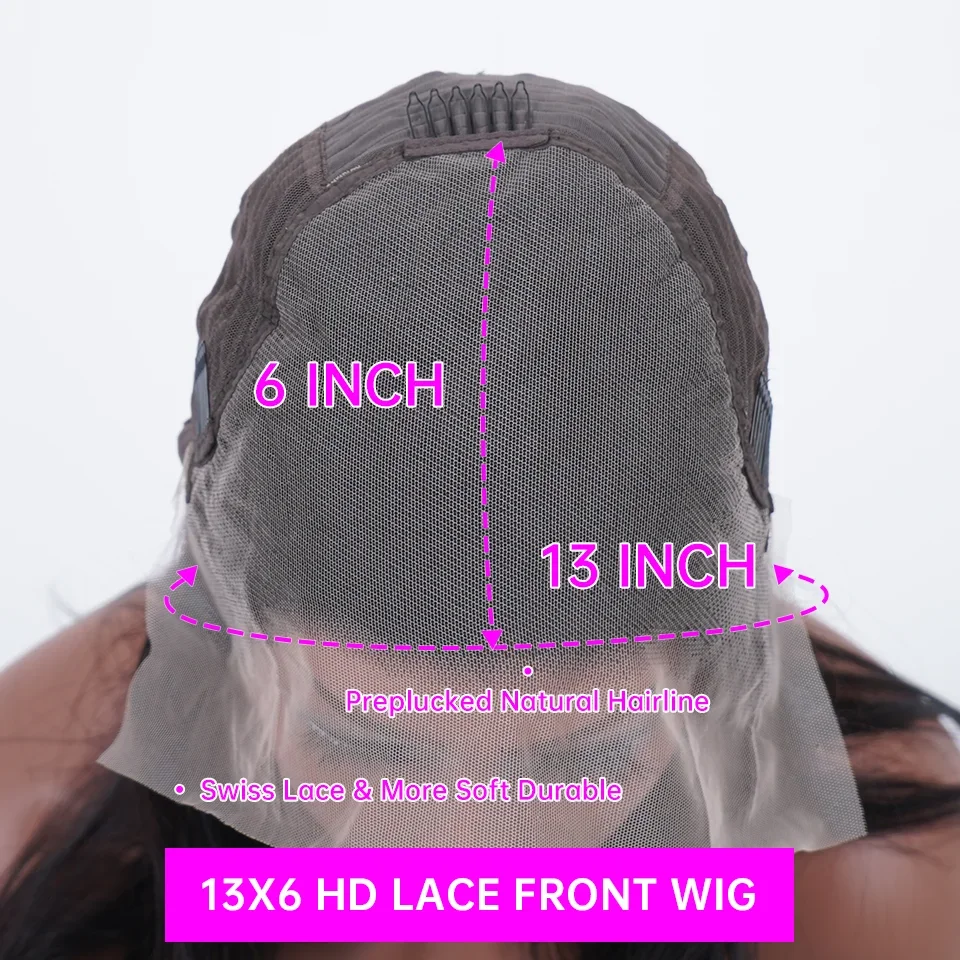 Parrucca frontale in pizzo con onde d'acqua biondo miele, capelli umani, 30 pollici, onda profonda sciolta frontale_voghion.com