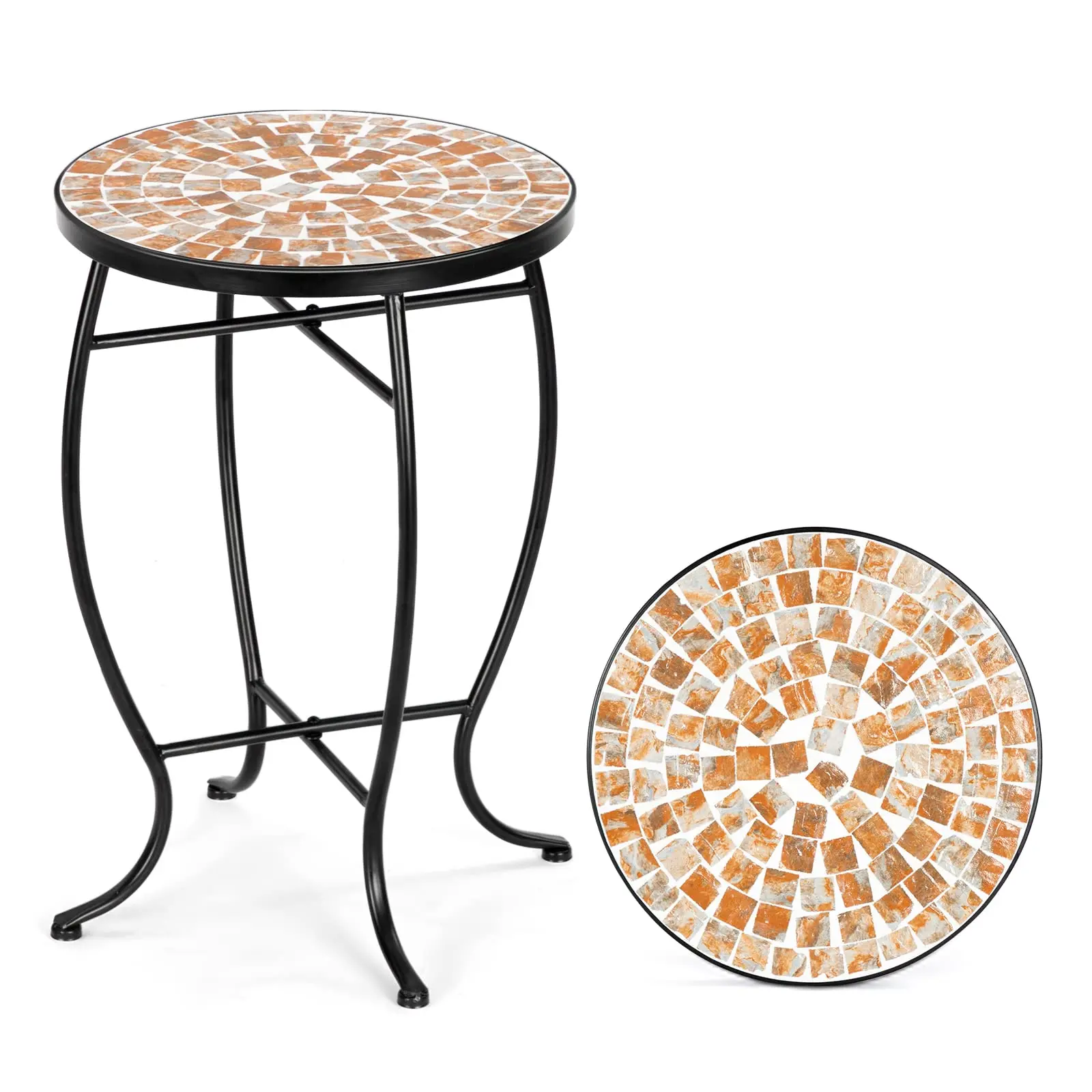 Outdoor Side Table, 14" Round End Table, Accent Table, Plant Stand Ideal for Pool Side, Porch, Patio Golden Yard