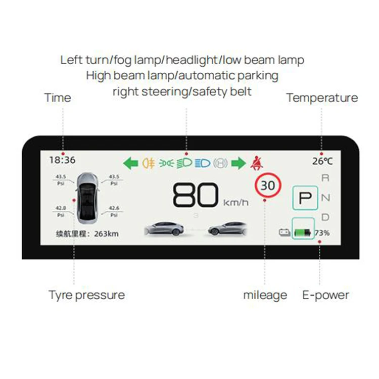 2023 Car Lcd Instrument Cluster Multimedia Digital Dashboard Headup