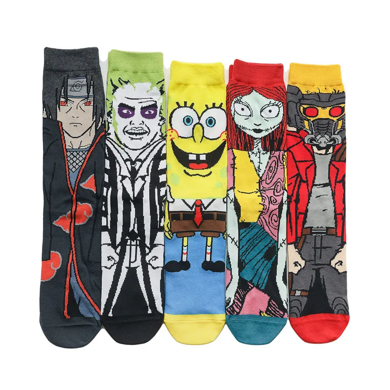  Fuente al por mayor calcetines deportivos baratos nuevo tipo divertido fantasma personaje de dibujos animados cómic calcetines de algodón Anime hombres mujeres Crew calcetines en