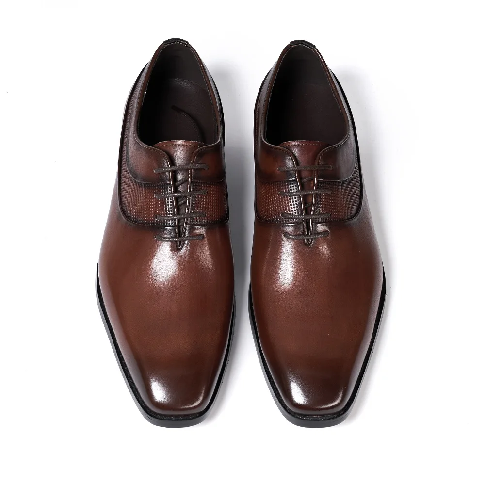 Zapatos de vestir de cuero para hombre, calzado Formal Oxford de