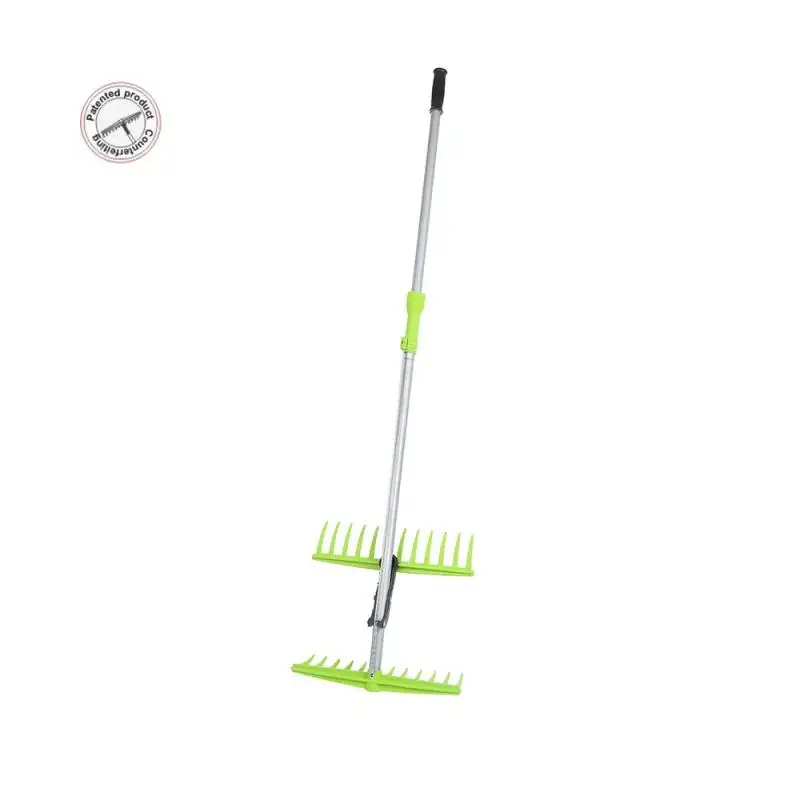 Long Handle Plastic Rake Lightweight Adjustable Collect Grabber Leaves ...