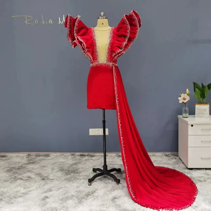 Orange Velvet African Short Prom Dresses for Black Girls