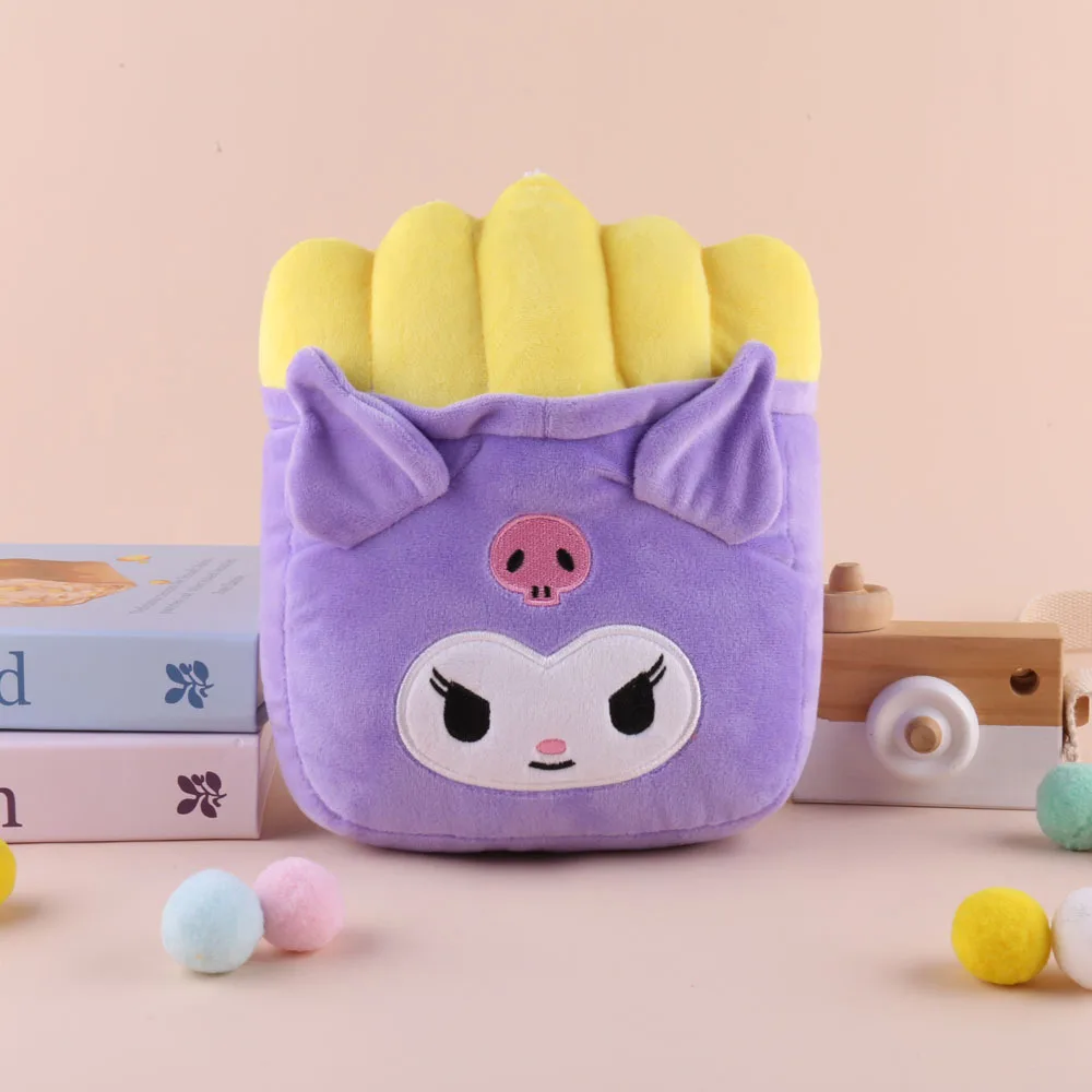 Custom Design Plush Toys Crab Machine Chips Toy Kuromi Melody Doll Cartoon French Fries Doll Hi Kitty Plush Claw Doll Toy