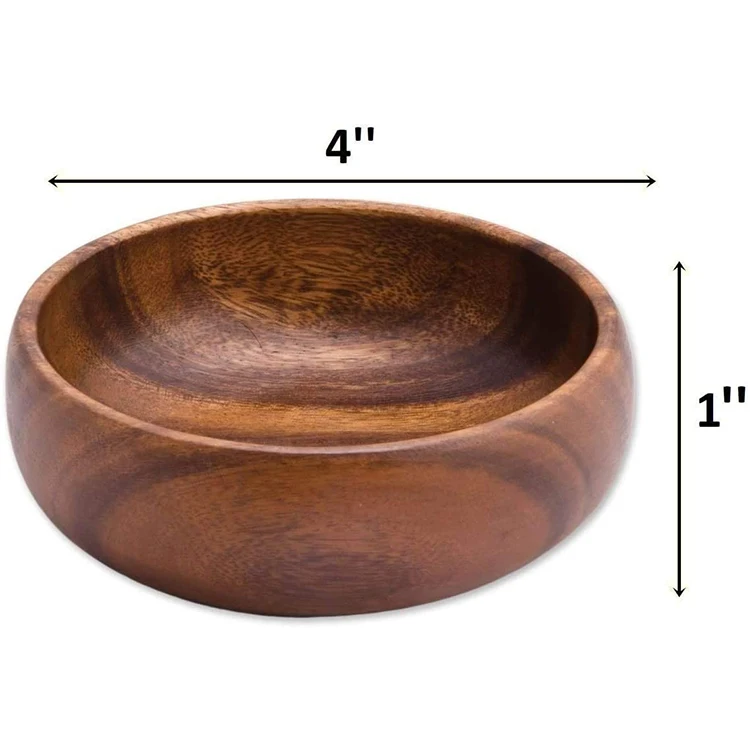Details about   NEW Acacia Wood Hand-Carved Set of 4  Bowls 4"