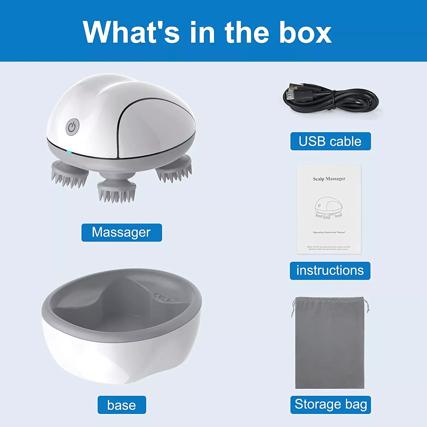 Hiar Scalp Massager Automatic Stress Relief Tool Soft Silicone Hair Scalp Massager Head Health