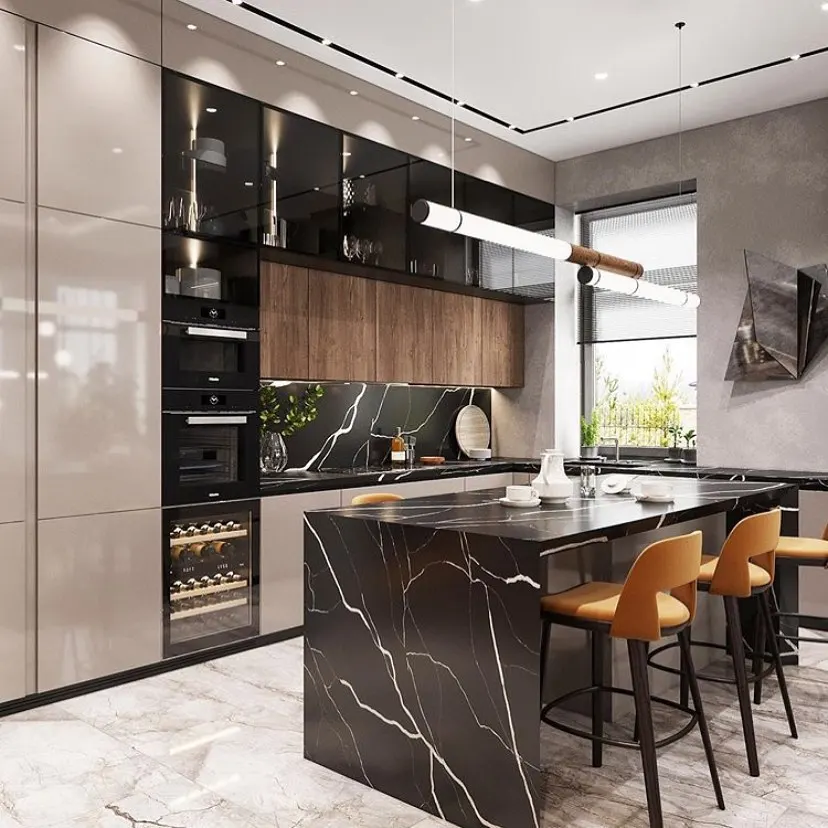 Yaman Luxury Fireproof Stainless Steel Kitchen Cabinets for Sale Modular  Kitchen with Sink Complete Contemporary Kitchen Design