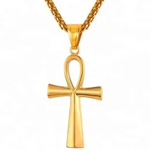 Fashion Minimalist Sex Ankh Necklace Brass with 18K Gold Plated Ankh Necklace Custom