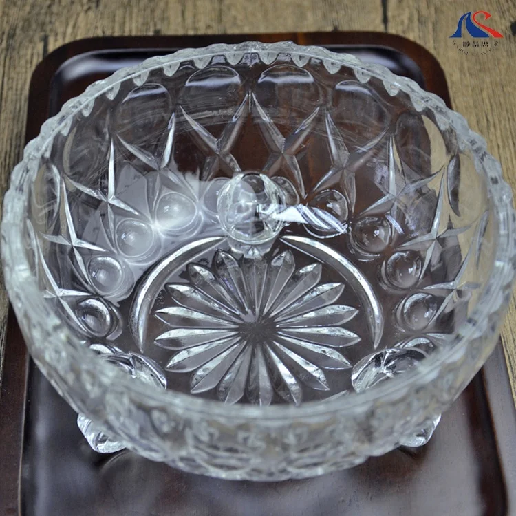 Large  Glass Salad Bowl With Base High Capacity Durable Fruit   Dish Aesthetic Middle East Tableware