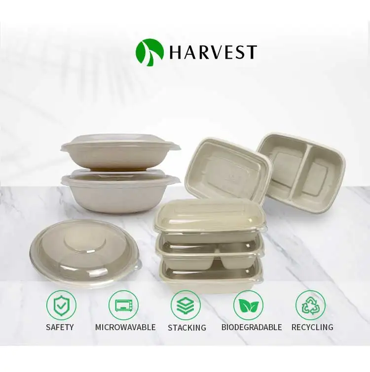 Harvest CR32 Sustainable Compostable Fiber Pulp Salad Bowls