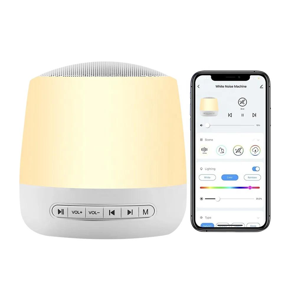Machine à Bruit Blanc WOUWON - 34 Sons Apaisants - Veilleuse LED - Contrôle APP Et Alexa - Minuterie - Pour Bébés Et Adultes