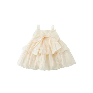 Toddler Girls Dresses With Bow Summer Sleeveless Kids Cake Dress Organza Fancy Princess Dress