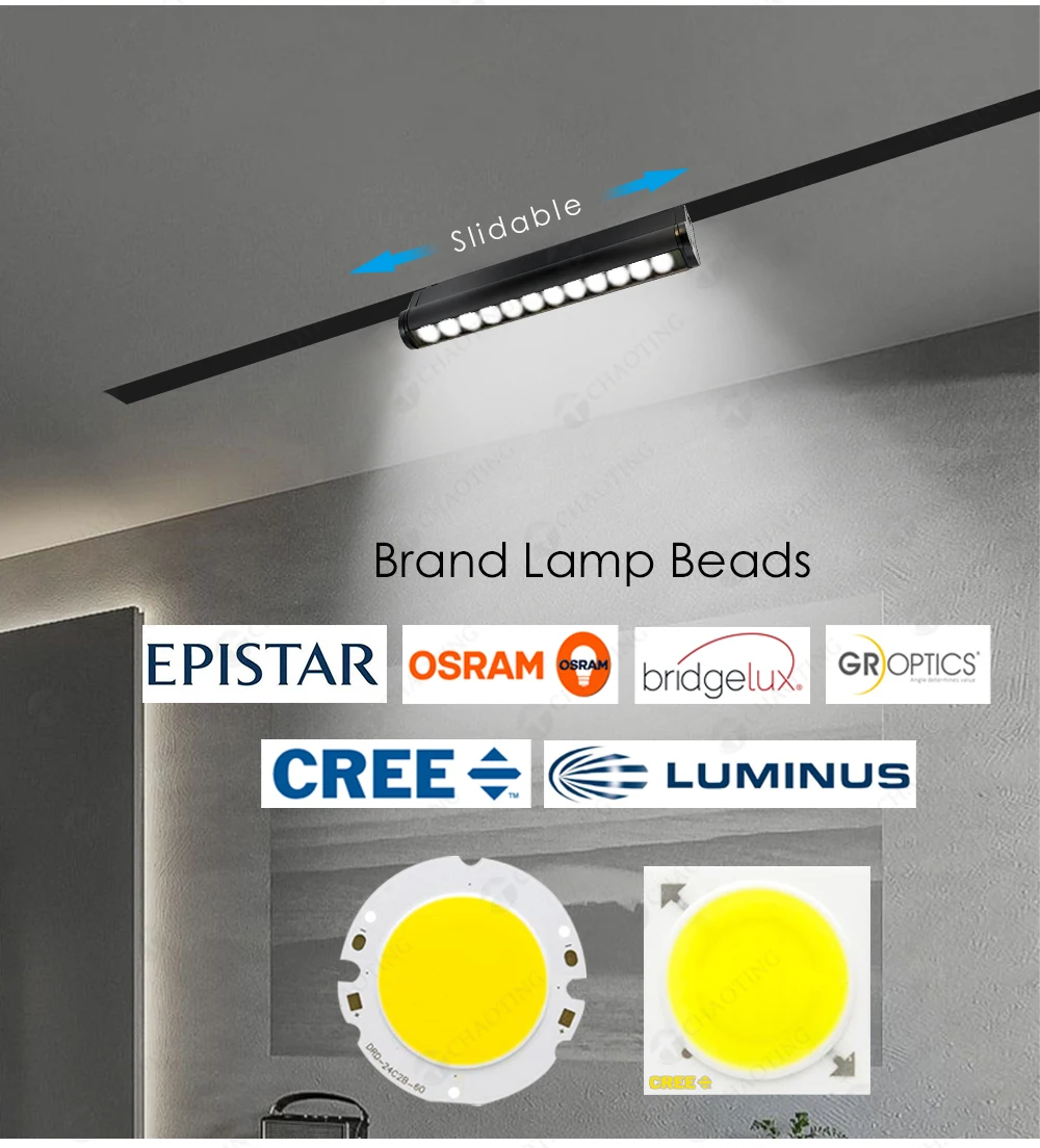 Safe Voltage 48V Smart Tuya Control 6W 12W 18W Magnetic Led Track Light Wall Linear Rotaryled Magnetic Track Grille Spot Lights