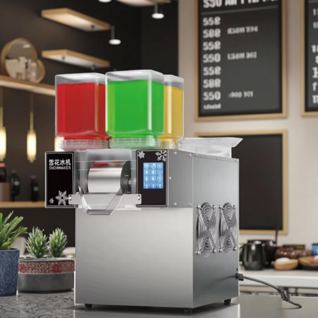 High Quality Touch Screen 4 Barrels Milk Snow Flakes Ice Cream Shaver Commercial Snow Ice Machine