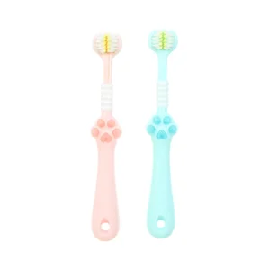 Cute Three Heads cat Paw Children's Toothbrush for Gum Cleaning Home Use Kids Soft Bristle Toothbrush