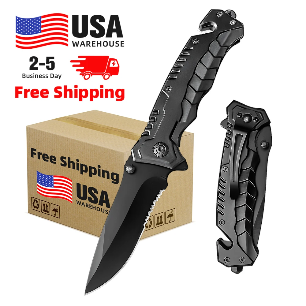Portable Self-Defense Tactical Folding Knife Outdoor Camping Folding Pocket Knife Survival Folding Knives with Plastic Handle