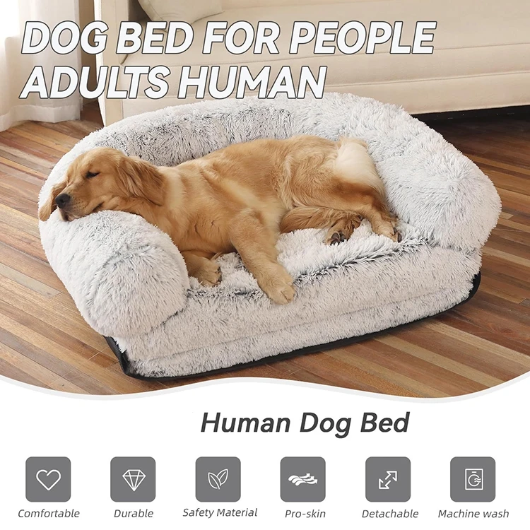 High Quality Giant Human Pet Bed Lounger Waterproof Base Foldable Faux