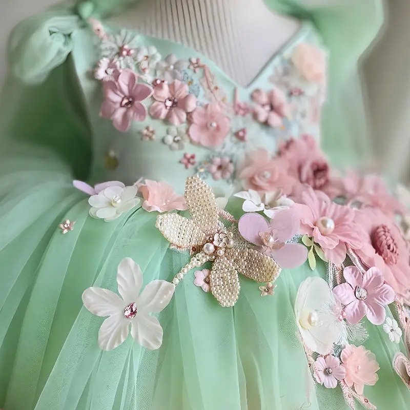 Princess Green Sleeve Dress Perfect for Prom Weddings