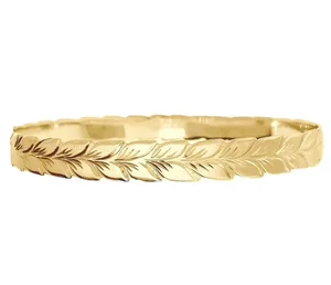 Custom Manufacturer 18k Gold Plated Jewelry Fashion Leaf Stainless Steel Hawaiian Leaf Bangle  for Gift