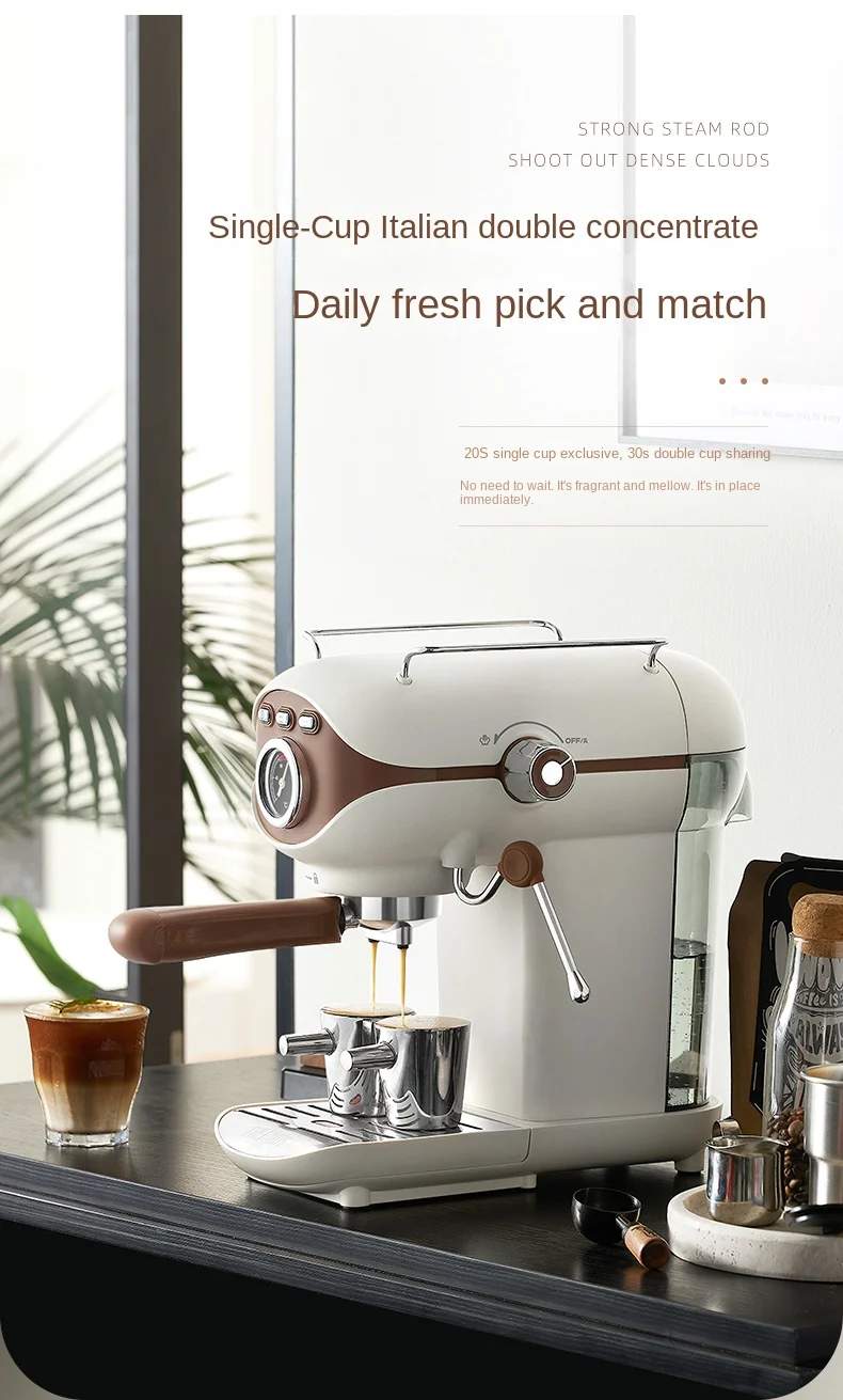 Custom Color 20-Bar Retro Design Espresso Machine Programmable Household Brewer Automatic Milk Frother French German Brew System