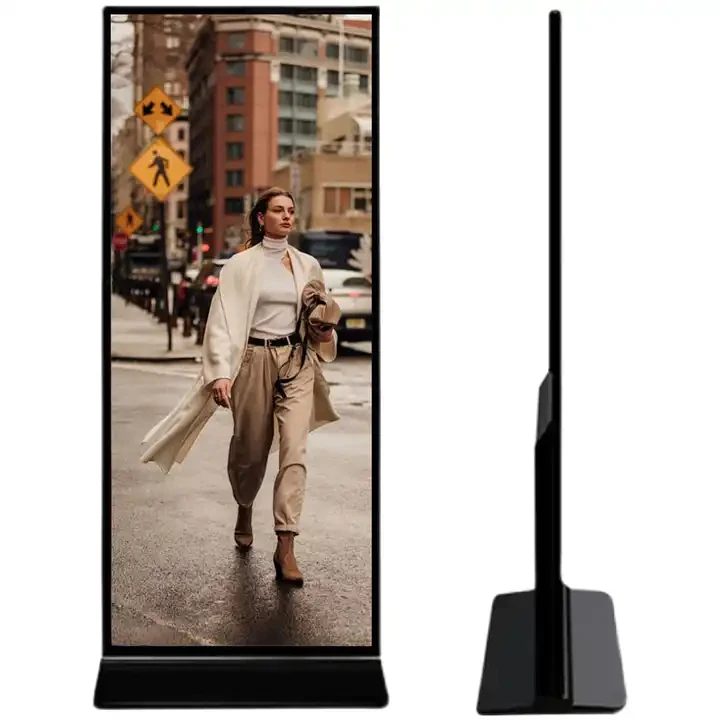 Full Screen Floor Standing Digital Signage 4k Display Metal and Steel Advertising Screen for Shopping Malls with 1-Year Warranty