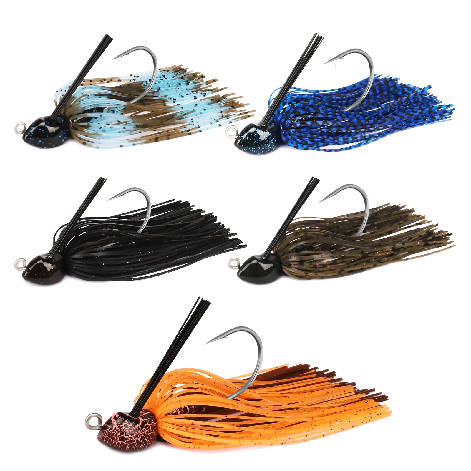 Truscend Swim Jigs Head 5 Pieces Fishing Jigs Bass Metal Football Head