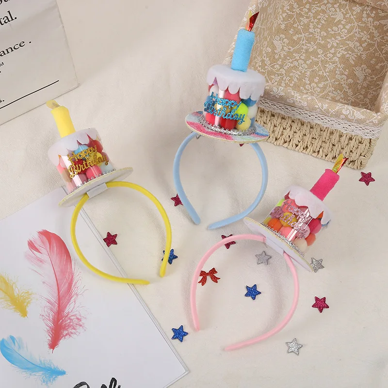 Красочные конфеты торт украшение на день рождения повязка на голову аксессуары для волос для девочек