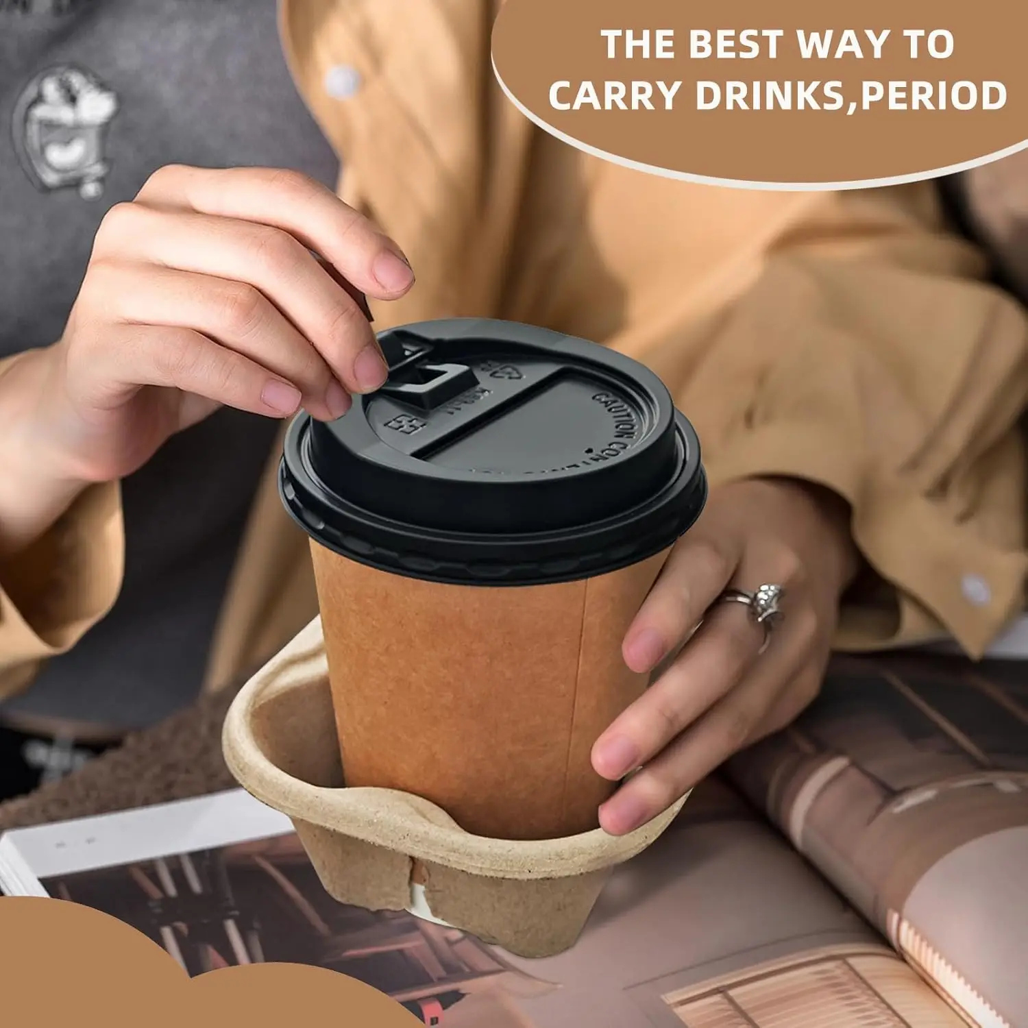 Biodegradable Paper Bags & Trays - 100 Pack One Cup Carrier