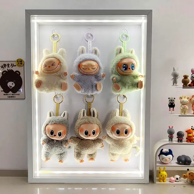Handmade Custom Size LED Wooden Shadow Box Picture Photo Frame Creative Mini Figure Cabinet with Plush Doll Unique LED Display