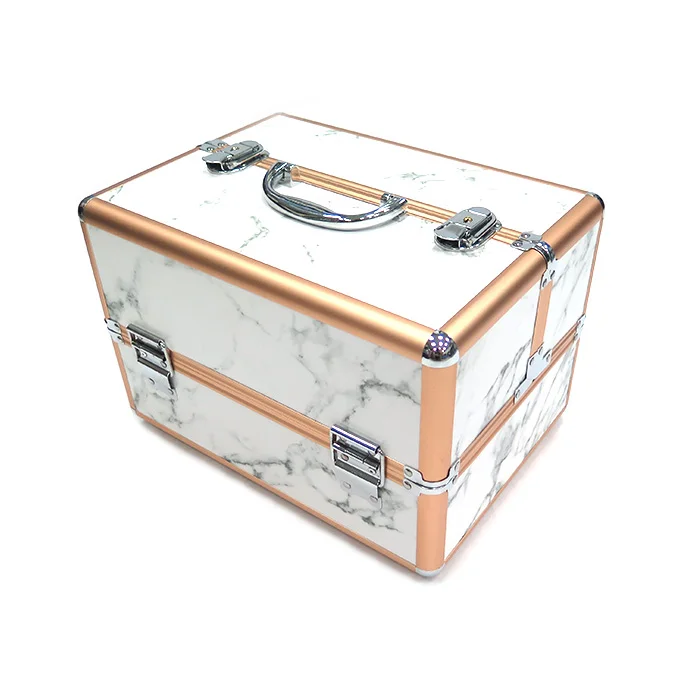 Набор для макияжа с золотой рамкой, алюминиевый корпус с мраморной поверхностью
