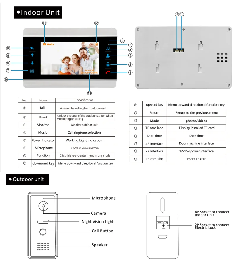 Take Photos Record Video Intercom System Manufacturer Bulk Order Price 7 Inch Cvbs Intercom System Wired Home Intercom System