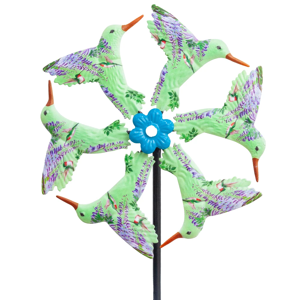 Outdoor Metal Windmill,Kinetic Windmills Catchers Hummingbird Wind Spinner Stake Garden Decorations