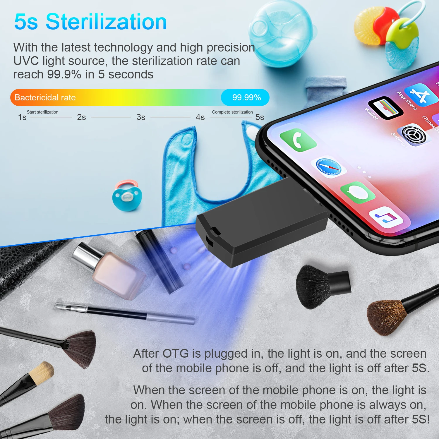 
Мини-стерилизатор мгновенного действия, светодиодный дезинфекционный портативный УФ-стерилизатор 