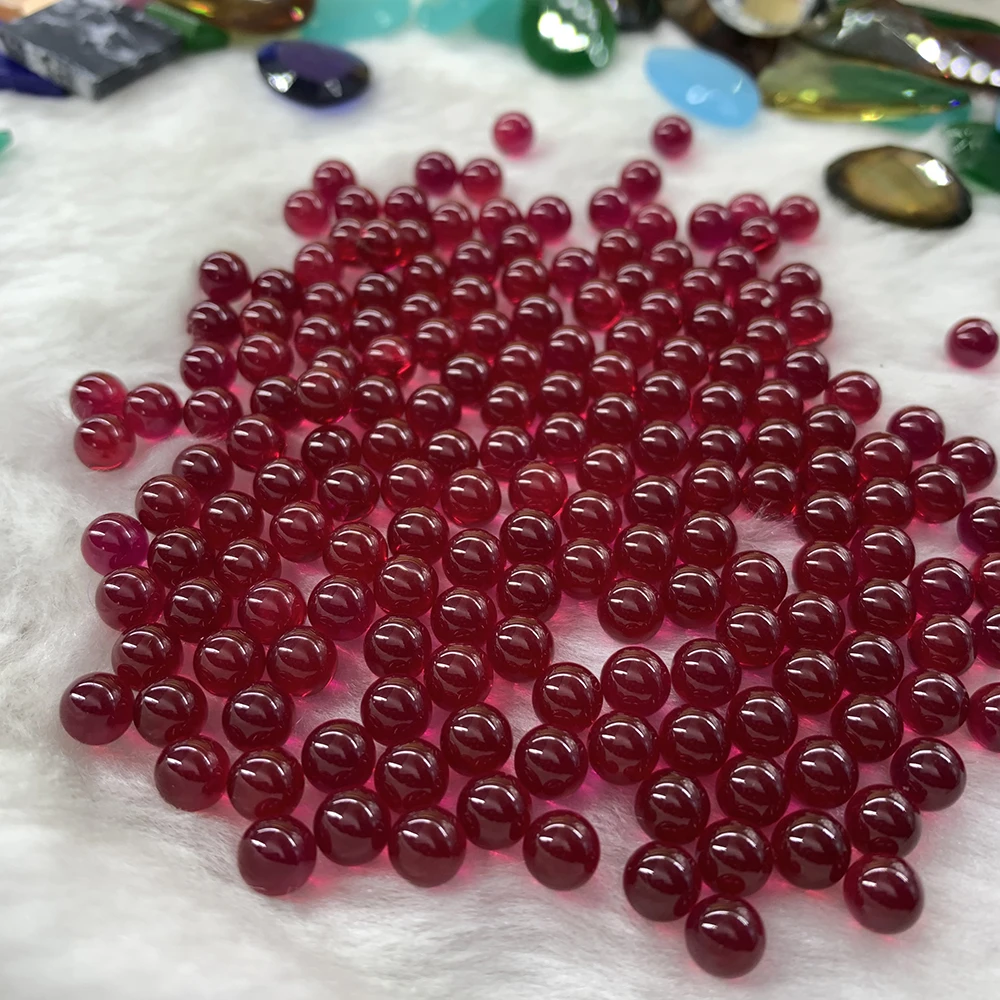 5# Cabochon Shape Gemstone 2mm 4mm 6mm 10mm 12mm Synthetic Corundum  Wholesale Ruby Stone