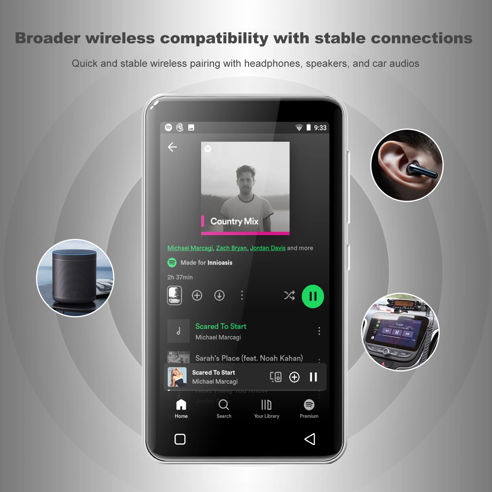 Android 4\" Car MP4 Player with FM Radio Ebook Reader HD Video Playback 1TB Expandable Storage Music Download Capabilities