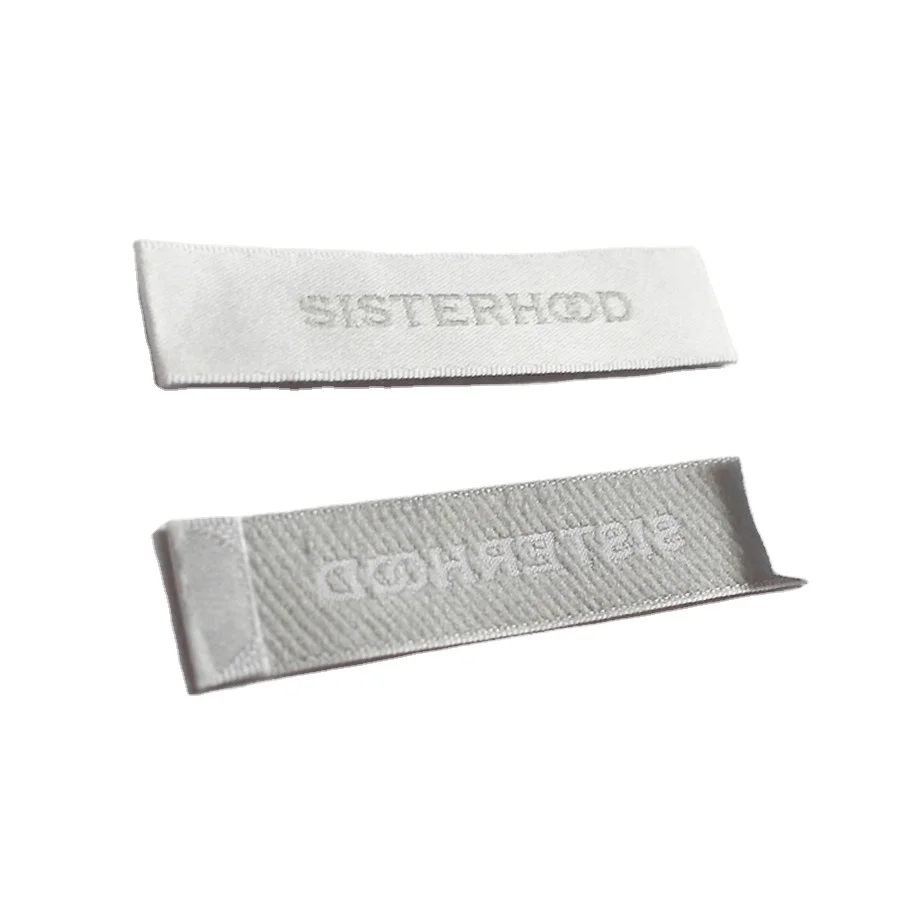 High Quality Density Collar Labels Custom Garment Accessories Neck Label End Fold Woven Clothing Labels