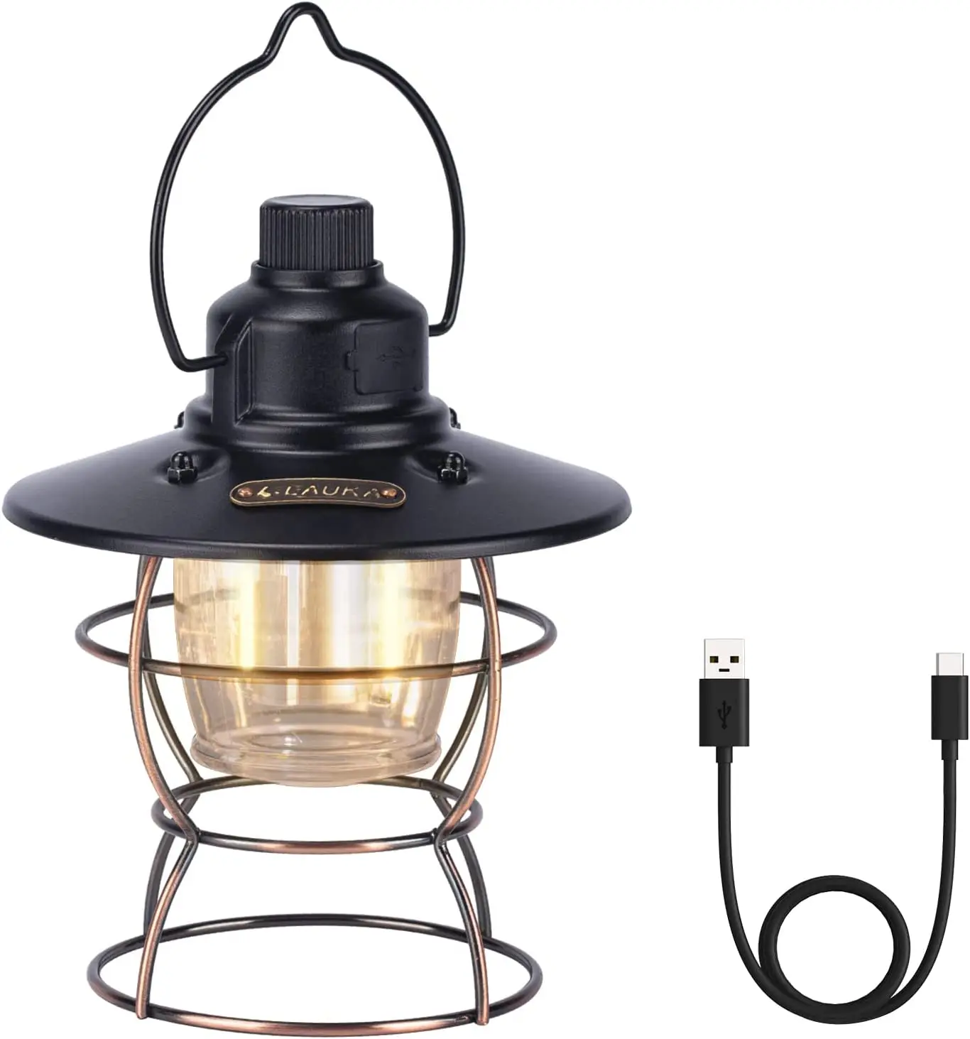 2022 IPX4 Waterproof Outdoor Portable Rechargeable Led Vintage Retro Metal Hanging Camping Lantern Lights