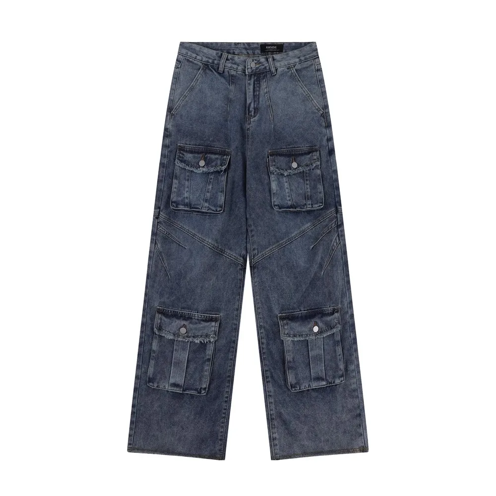 Vintage Multi-pocket Cargo Jeans Custom Cargo Pants Tapered Jens Pants ...