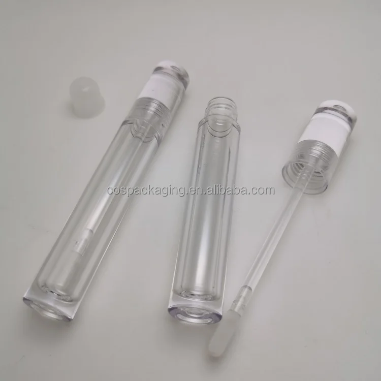 Clear Lip Gloss Tube Transparent 7ML Liquid Lipstick Container PETG Empty Flat Paddle Silica Gel Applicator Wand Lipgloss Tubes